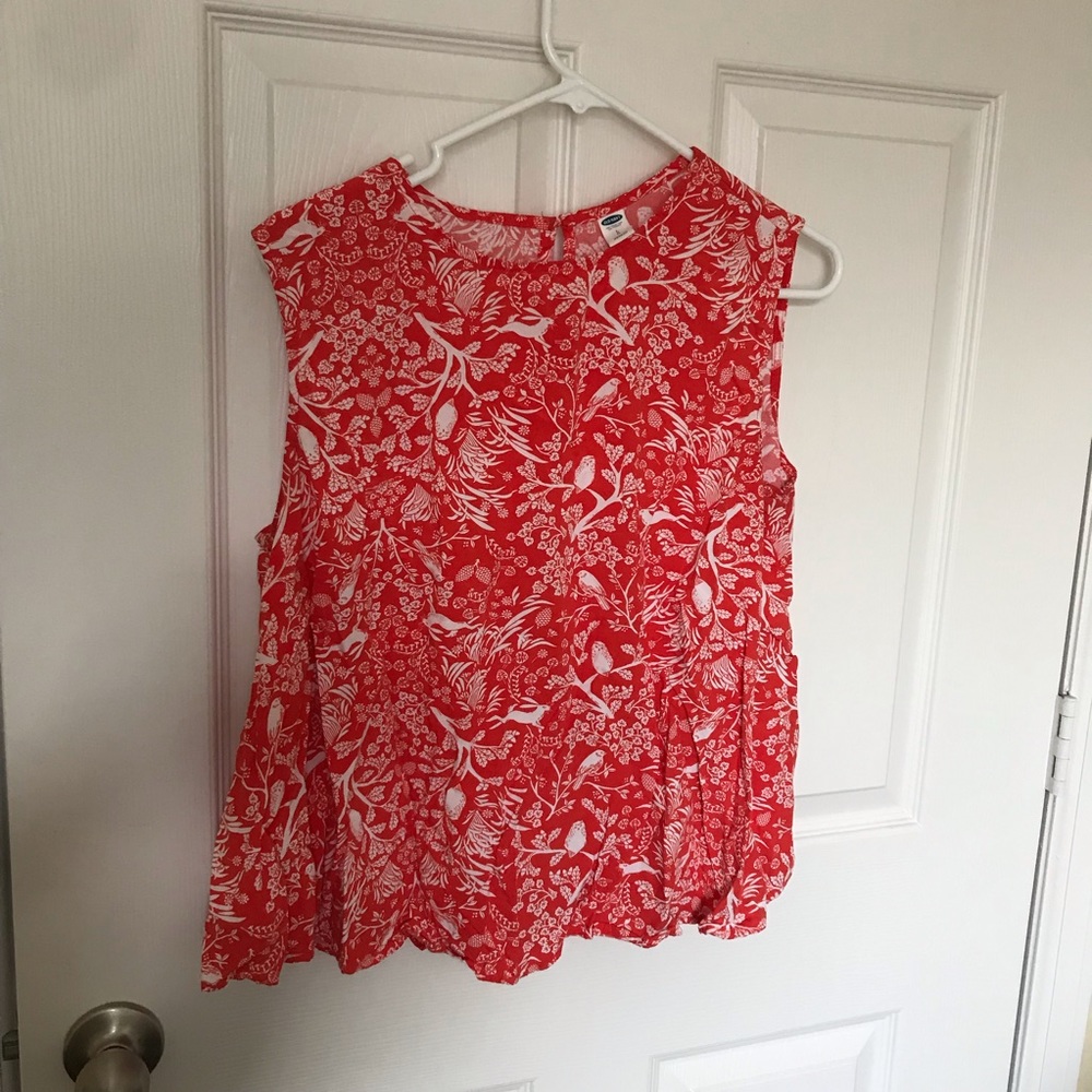 Sleeveless Orange Printed Old Navy Blouse